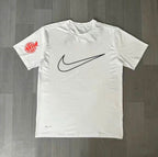 T-shirt de compression élite EYBL blanc avec motifs orange