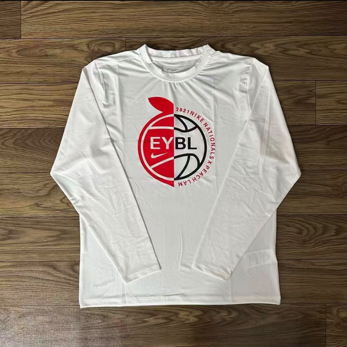 T-shirt manches longues de compression EYBL 2021 blanc motifs orange