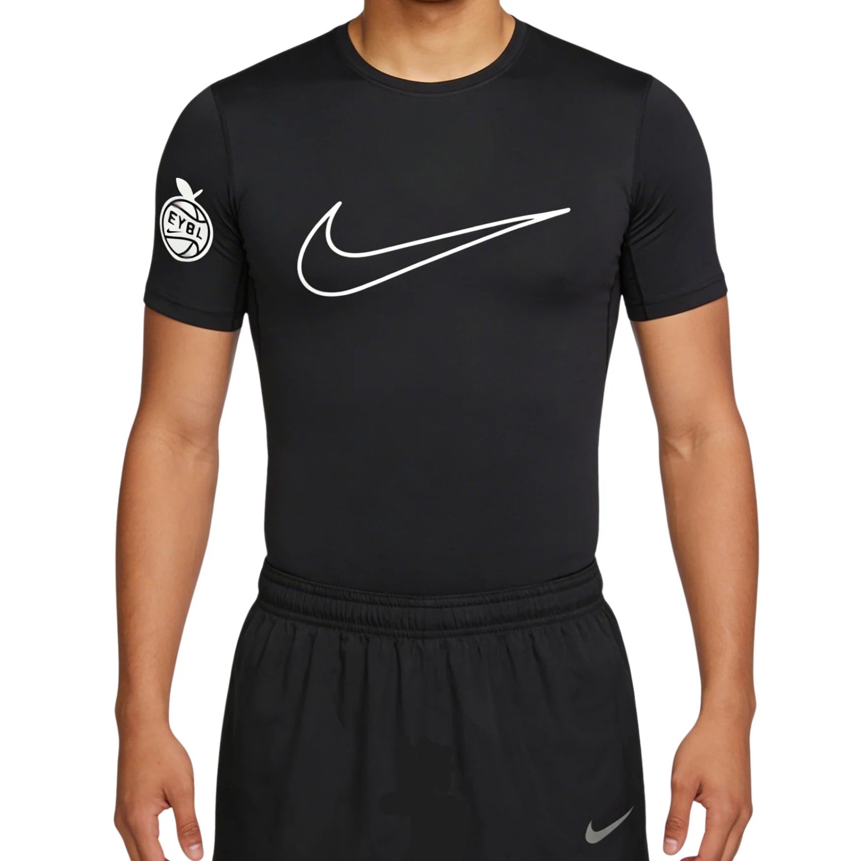 T-shirt de compression élite EYBL noir avec motifs blanc
