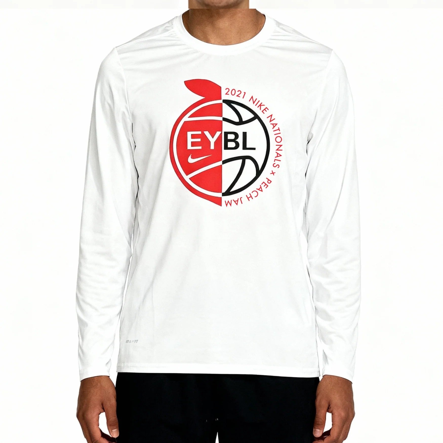 T-shirt manches longues de compression EYBL 2021 blanc motifs orange