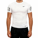T-shirt de compression élite EYBL blanc avec chiffre XI noir