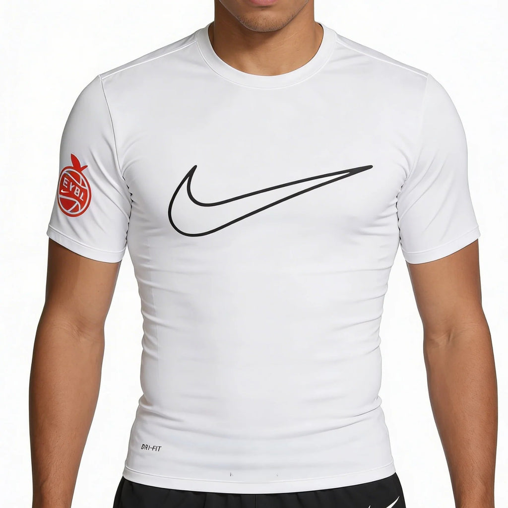 T-shirt de compression élite EYBL blanc avec motifs orange